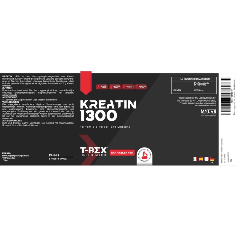 T-Rex Integratori T-Rex Dietary Supplement, Creatine Monohydrate - Muscle Mass