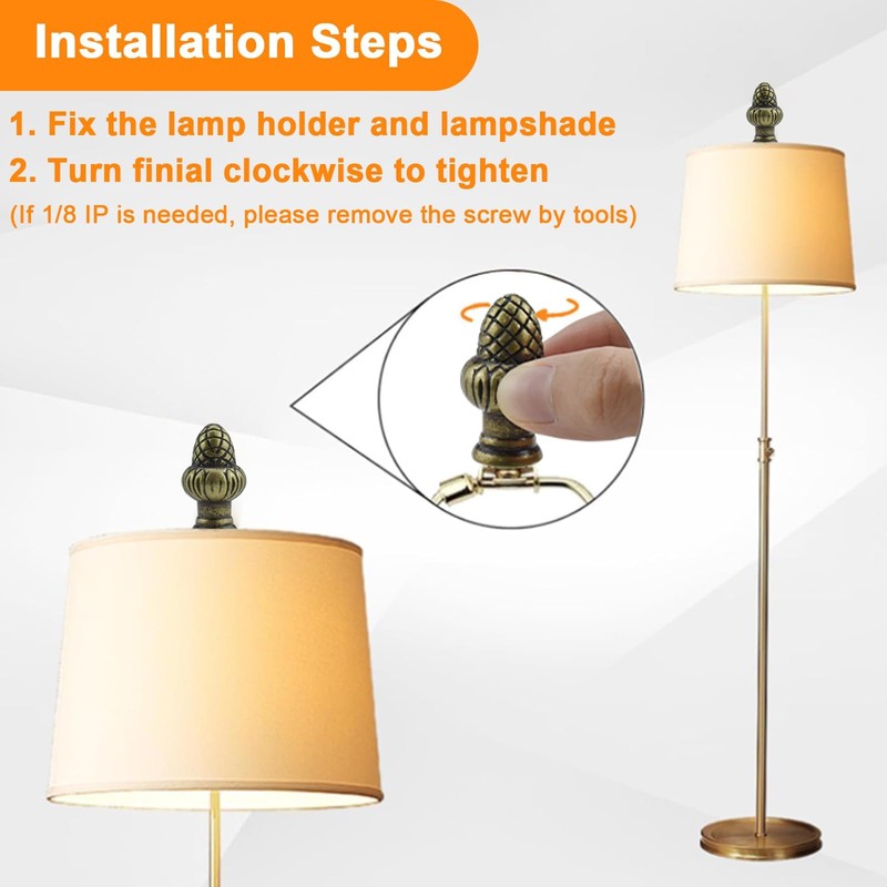 MARRTEUM Bronze Brass Solid Lamp Finial Cap Knob Retro Lamp