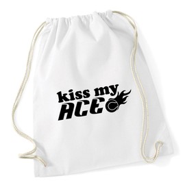 Hippowarehouse Kiss My Ace Drawstring Cotton School Gym Bag 37cm x 46cm, 12 litres