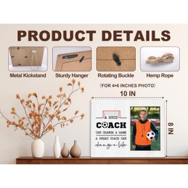 BXVRT Coach Appreciation Photo Frame, Thank You Gifts For Soccer Coach, A Great Coach Can Change A Life Picture Frame Gifts For Birthday Christmas, Graduation Retirement Gifts For Football Coach -78
