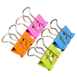Foldback Clips for Office - Pack of 48 Coloured Binder Clips, with Cute Hollow Smiley / Binder Clips, Paper Clips, Assorted for Office, School, Home (25 mm)