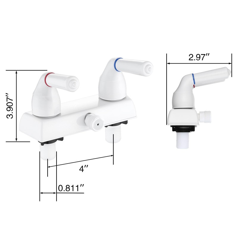RV Shower Faucet with Handheld Showerhead & Hose, 4" ABS
