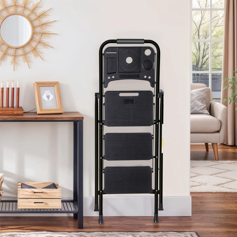 SEGAWE 3 Step Ladders Folding Step Stool Anti-Slip Pedals Compact