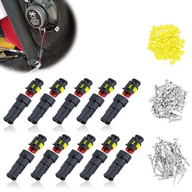 Car Waterproof Electrical Connector, 10 Set 2 Pin Waterproof Electrical Connectors, Car Wire Connector Suitable for Car, Truck, Boat and Other Wire Connections