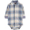 OshKosh B'Gosh Baby Boy Buttonfront Bodysuit, Blue Plaid, 9M