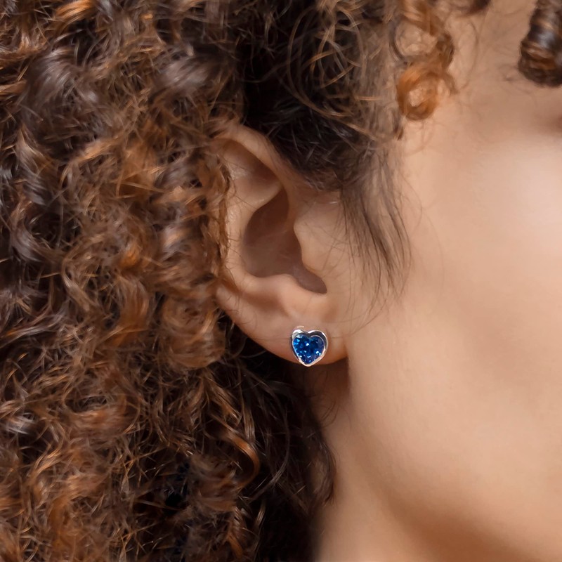 Radley Ladies Sterling Silver Blue Stone Heart Stud Earrings RYJ1307