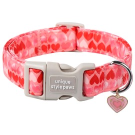 Unique style paws Valentine's Dog Collar Plastic Buckle Puppy Collar with Pendant Painting Love Heart Wedding Small Medium Large Boys Girls Dogs