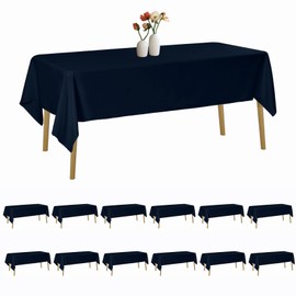 12 Pack Rectangle Tablecloth 60 x 120 Inches Navy Table Cloth Stain and Wrinkle Resistant Washable Polyester Fabric Table Cover for Party, Wedding and Banquet Decoration