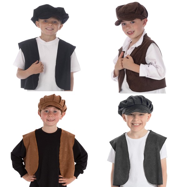 Charlie Crow Victorian Urchin Light Brown Flat Cap & Waistcoat