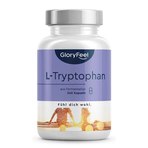 L-Tryptophan 500 mg - 240 Vegan Capsules - Vegetable Fermentation - Laboratory Tested, High Dosage, Vegan and Made in Germany without Unwanted Additives
