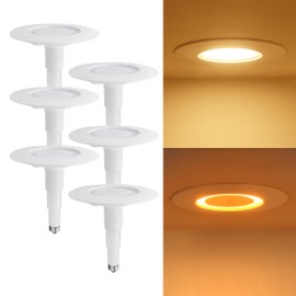 Soliseed 5/6 Inch LED Can Lights with Night Light,3000K Retrofit Recessed Lighting,12W=60W,800LM,Dimmable LED Replacement,Easy Retrofit Downlight Install,E26, Bevle Trim,6 Pack