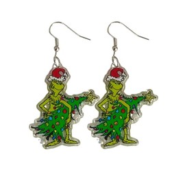 Cute Pair of Christmas Thief Earrings for Women. Fun Grinchmas Style Earrings for Women, Teachers, Educators and More. Cartoon Style Christmas Earrings for Grinchmas, Christmas, Christmas Thief