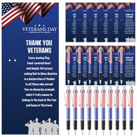 25 Sets American Flag Ballpoint Pen with Veteran Cards Bulk Veterans Gel Ink Pen Patriotic Themed Pens Greeting Cards for Veterans Day Party Favors Souvenirs Supplies Gifts