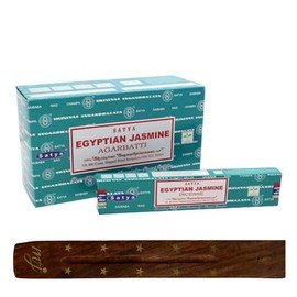 Original Satya Nag Champa Egyptian Jasmine Incense Sticks | with M&J incense sticks holder | Full Box | for Aromatherapy, Spa, Yoga, Weddings, Meditation, Healing, Positivity and Relaxation