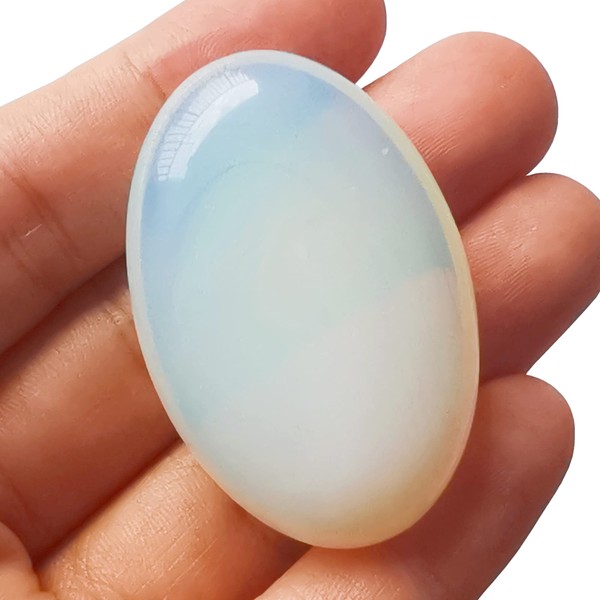 Manekieko Opalite Mini Oval Palm Bag Healing Crystal Massage Spa Energy Stone, Crystals and Healing Stones