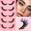 Cat Eye False Eyelashes, 5 Pairs Natural Fluffy Curling Faux