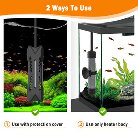 AQQA Small Aquarium Heater,Submersible Fish Tank Heater Adjustable Temperature,Mini Short Dual-use Fish Heater with LED Digital Display Thermostat,Saltwater Freshwater 150W