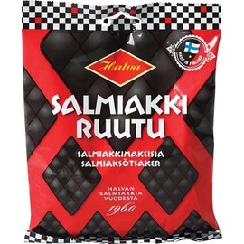 Halva Salmiakkiruutu - Finnish Salty Licorice Liquorice Salmiak Wine Gum Candy Bag 170g