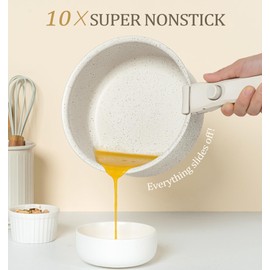 MICHELANGELO Sauce Pan Set, Nonstick 1Qt & 2 Qt & 3Qt Pots with Removable Handles, Non Toxic Saucepan Set with Detachable Handle, Stackable Pot Set for RV Camping, Oven Safe - 6 Piece