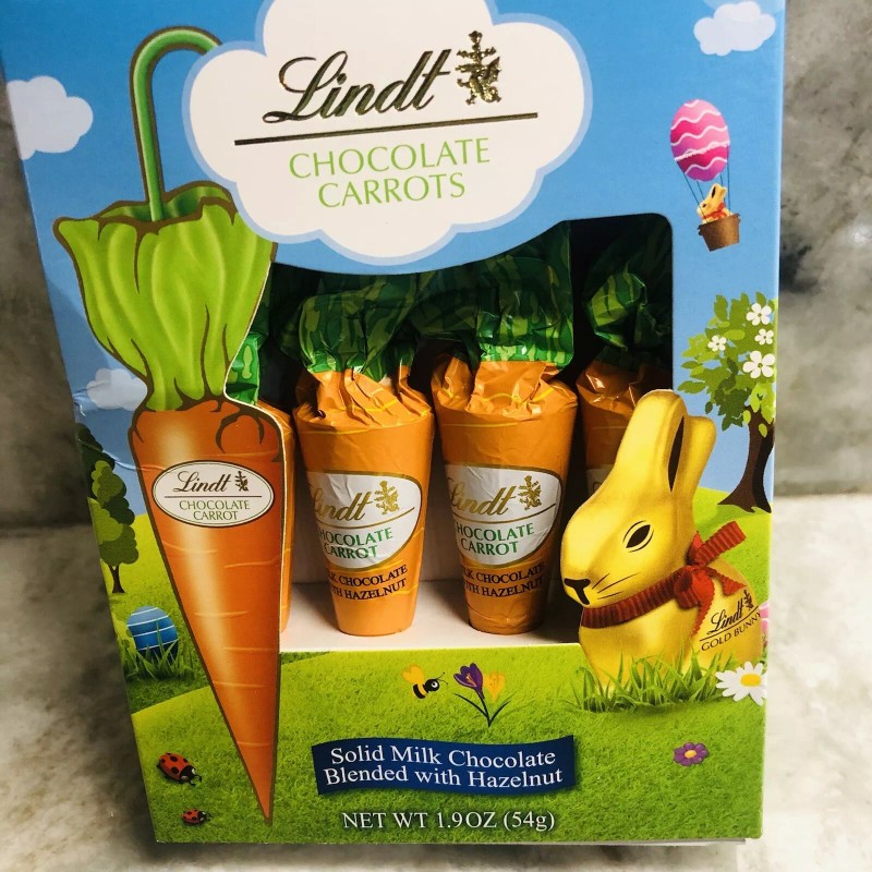 Lindt Carrots, Solid Milk Chocolate Blended W/ Hazelnut:1.9oz