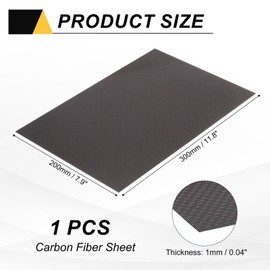 sourcing map Carbon Fiber Sheet 300x200x1mm 3K Carbon Fiber Board with Metallic Threads Plain Weave Glossy Surface Laminate Plate Panel for Automotive, Cars, RC Models, Drones, DIY, Red