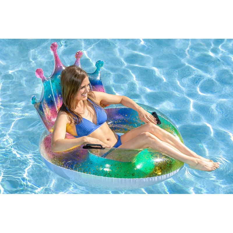 Poolmaster Inflatable Swimming Pool Float Inner Tube, Rainbow Glitter Tiara
