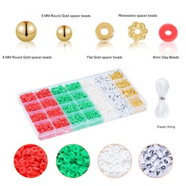 Clay Beads Bracelet Making Kit, Clay Beads Golden Beads Letter Beads Strand for Jewelry Bracelet Making Kit for Adults