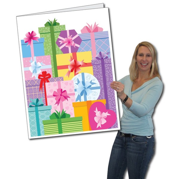 VictoryStore Jumbo Greeting Cards: Giant Birthday Card (Presents) 2 feet x 3 feet card with envelope