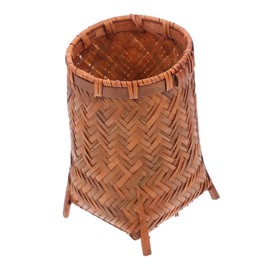 Operitacx Sustainable Bamboo Pen Holder Wooden Pencil Cup Woven Desktop Organizer Natural Wood Makeup Brush Organizer Home Storage