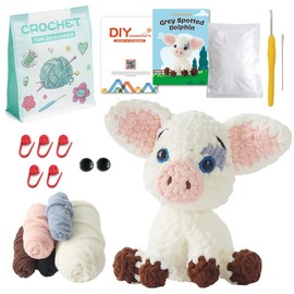 Hylvix Crochet kit for Beginners Adults, Grey Spotted Dolphin Crochet Animals kit, Learn to Crochet Knitting kit, with Step by Step Guide Video, Prefect for Gifts, with tutorials Yarns Hook