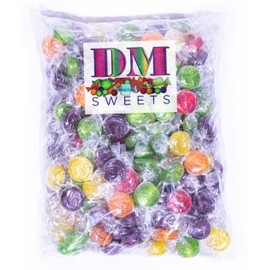Assorted Fruit Buttons - 2 lbs of Bulk Individually Wrapped Cherry Orange Lemon Sour Apple Grape Hard Candy