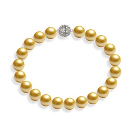 Schmuckwilli Pearl Necklace for Women and Girls – Golden Round Mallorca Beads – Elegant Shell Pearl Necklace for Any Occasion – Choker Pearl Necklace for Women Magnetic Clasp, Shell, Pearl