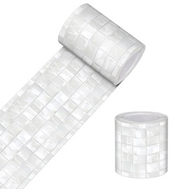 HOMETITUTE Wallpaper Border Peel and Stick Decorative Wall Trim Self Adhesive Accent Strip for Bathroom Kitchen Living Room Mirror Frame Wall 4x196 Inch Gray Mosaic Tile Pattern Wallpaper Design