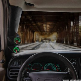 GlowShift Black Full Size Dual Pillar Gauge Pod for 1998-2002 Dodge Ram Cummins 1500 2500 3500 - ABS Plastic - Mounts (2) 2-1/16" (52mm) Gauges to Truck's A-Pillar