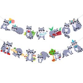 Raccoon Theme Banners Raccoon Birthday Party Decorations Woodland Animal Party Banner Garlands for Raccoon Lover Birthday Party Woodland Theme Party Baby Shower Supplies