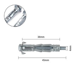 30Pcs M4 Wall Anchor,Heavy Duty Metal Plasterboard Cavity Wall Fixings Anchors Plugs,38MM Carbon Steel Anchor Expansion Bolt for Wall/Drywall/Hollow Wall Anchor