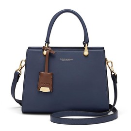 Cnoles Elegant Leather Women's Handbags Top-Handle Satchel with Shoulder Strap Fashionable Shopping Bags for Women, blue