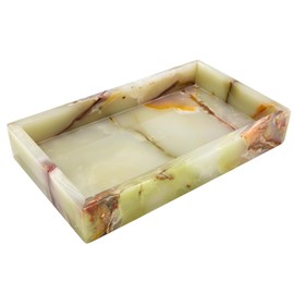 Bey-Berk Ezra Green Onyx Genuine Marble Guest Towel Tray, 9" x 5.75" Bathroom Counter Tray, Luminous Onyx Accent Piece