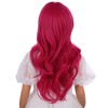 WAVELNM Kids Hot Pink Wig with Bangs Pink Long Wavy