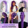26inch Long Purple Braid Hair Ponytail Easy Clip In Purple