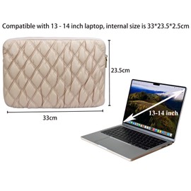 ZhaoCo Puffy Laptop Sleeve Bag for 13 Inch 14 Inch MacBook Pro/MacBook Air, Soft Lightweight MacBook Sleeve Laptop Sleeve Laptop Bag - Pink