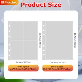 Pack of 40 A5 Binder Pockets, 6 Holes A5 Binder Pockets, Binder Pockets, Plastic Loose Leaf Pockets, Waterproof Transparent PVC Loose Leaf Pocket, Document Organiser, Bill Folder