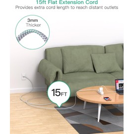 Power Bar Surge Protector - 9 Outlets 2 USB Ports 1 USB C,3 Sided 15Ft Braided Extension Cord,Flat Plug Wall Mount Wall Outlets Extender Desktop Charging Station for Home,Office