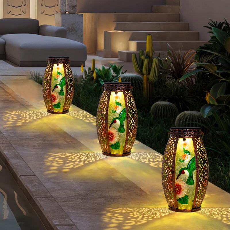 Gifts for Women Mom Grandma, Outdoor Solar Lantern-Waterproof Hummingbird Hanging