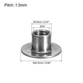 sourcing map M10 T-Nuts, 12pcs Carbon Steel Tee Nuts, Round Base Weld Nuts 12mm Height Through Hole Flange Insert Female Thread Plate Nuts