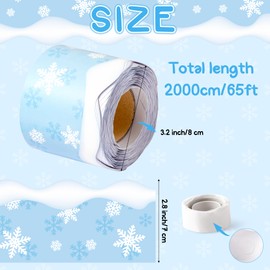 BeYumi Winter Snowflake Border Trim - 65ft Winter Snowflake Scalloped Rolled Border Trim Light Blue Winter Christmas Bulletin Board Borders School Classroom Office Chalkboard Decor Party Decoration