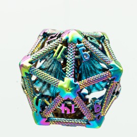 World of Dice - Fafnir W20 Prism - 20 Sided Metal Dice, W20 with Dragon Inside, Ideal for Dungeons and Dragons (D&D), The Black Eye (DSA), and many more, D20