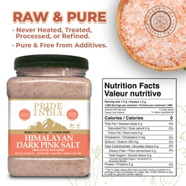Pride Of India - Himalayan Rock Salt - 84+ Natural Mineral Enriched (Pure Himalayan Pink Salt, Coarse Grind 5 Pound Jar)