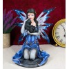 Ebros Blue Celestial Witch Fairy Cradling A Mystical Black Cat