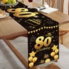 80th Birthday Table Runner Black Gold 72 Inch Long Happy